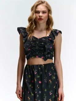 GATE Top z nadrukiem kwiatowym| Koszulki I Topy·Topy|Koszulki I Topy·Crop Top ☀️