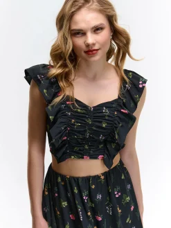 GATE Top z nadrukiem kwiatowym| Koszulki I Topy·Topy|Koszulki I Topy·Crop Top ☀️