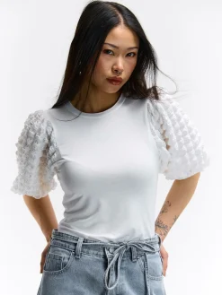 GATE Top z ozdobnymi rękawami| Koszulki I Topy·Topy