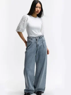 GATE Top z ozdobnymi rękawami| Koszulki I Topy·Topy