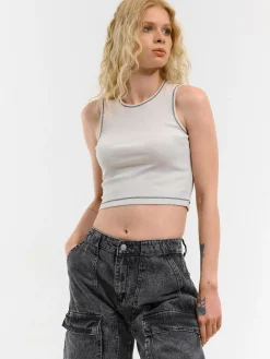 GATE Top ze ściągaczem z kontrastową nicią| Koszulki I Topy·Podkoszulki ☀️