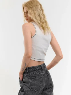 GATE Top ze ściągaczem z kontrastową nicią| Koszulki I Topy·Podkoszulki ☀️