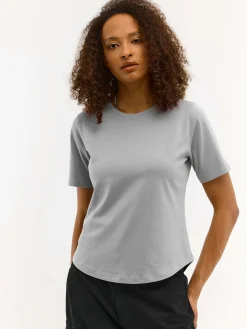 GATE T-shirt basic z bawełny z okrągłym dołem| Koszulki I Topy·Koszulki