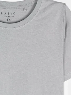 GATE T-shirt basic z bawełny z okrągłym dołem| Koszulki I Topy·Koszulki
