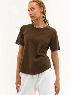 GATE T-shirt basic z bawełny z okrągłym dołem| Koszulki I Topy·Koszulki