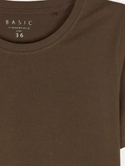 GATE T-shirt basic z bawełny z okrągłym dołem| Koszulki I Topy·Koszulki