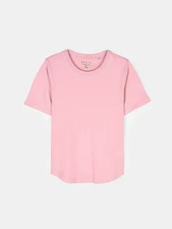 GATE T-shirt basic z bawełny z okrągłym dołem| Koszulki I Topy·Koszulki