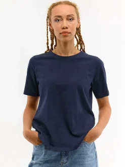 GATE T-shirt basic z bawełny z okrągłym dołem| Koszulki I Topy·Koszulki