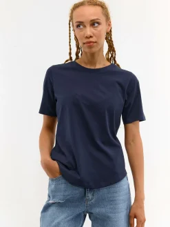 GATE T-shirt basic z bawełny z okrągłym dołem| Koszulki I Topy·Koszulki