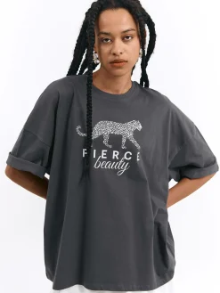 GATE T-shirt o luźnym kroju, wykonany z bawełny| Koszulki I Topy·Koszulki|Koszulki I Topy·Koszulki Z Nadrukiem