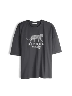 GATE T-shirt o luźnym kroju, wykonany z bawełny| Koszulki I Topy·Koszulki|Koszulki I Topy·Koszulki Z Nadrukiem