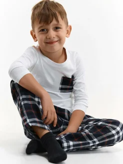 GATE T-shirt od piżamy z kieszonką w kratkę|Dzieci Chłopcy·Bielizna