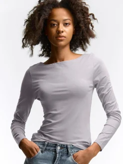 GATE T-shirt z dekoltem w łódkę| Koszulki I Topy·Koszulki