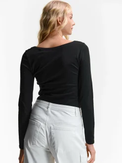 GATE T-shirt z dekoltem w łódkę| Koszulki I Topy·Koszulki