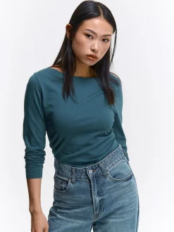 GATE T-shirt z dekoltem w łódkę| Koszulki I Topy·Koszulki