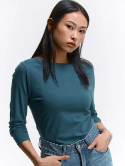 GATE T-shirt z dekoltem w łódkę| Koszulki I Topy·Koszulki