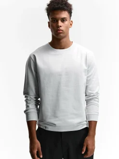 GATE T-shirt z grubej bawełny| Koszulki·Koszulki Z Długim Rękawem|Koszulki·Basic Koszulki I Podkoszulki