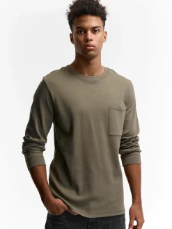 GATE T-shirt z grubej bawełny z kieszenią| Koszulki·Koszulki Z Długim Rękawem|Koszulki·Basic Koszulki I Podkoszulki