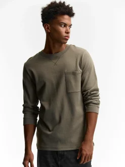 GATE T-shirt z grubej bawełny z kieszenią| Koszulki·Koszulki Z Długim Rękawem|Koszulki·Basic Koszulki I Podkoszulki