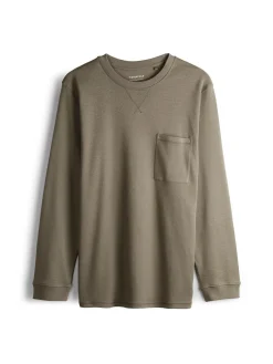 GATE T-shirt z grubej bawełny z kieszenią| Koszulki·Koszulki Z Długim Rękawem|Koszulki·Basic Koszulki I Podkoszulki