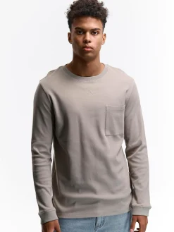 GATE T-shirt z grubej bawełny z kieszenią| Koszulki·Koszulki Z Długim Rękawem|Koszulki·Basic Koszulki I Podkoszulki