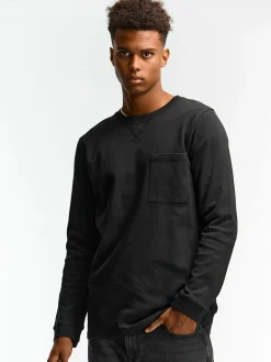 GATE T-shirt z grubej bawełny z kieszenią| Koszulki·Koszulki Z Długim Rękawem|Koszulki·Basic Koszulki I Podkoszulki