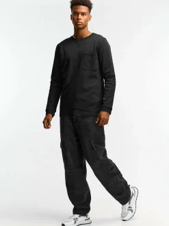 GATE T-shirt z grubej bawełny z kieszenią| Koszulki·Koszulki Z Długim Rękawem|Koszulki·Basic Koszulki I Podkoszulki