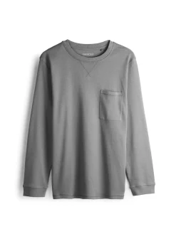 GATE T-shirt z grubej bawełny z kieszenią| Koszulki·Koszulki Z Długim Rękawem|Koszulki·Basic Koszulki I Podkoszulki