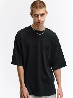 GATE T-shirt z grubej bawełny z kieszenią| Koszulki·Koszulki ☀️|Koszulki·Basic Koszulki I Podkoszulki