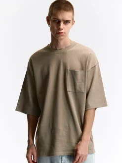 GATE T-shirt z grubej bawełny z kieszenią| Koszulki·Koszulki ☀️|Koszulki·Basic Koszulki I Podkoszulki