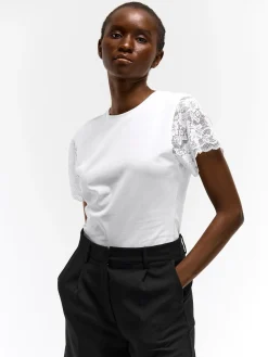 GATE T-shirt z koronkowymi rękawami| Koszulki I Topy·Topy|Koszulki I Topy·Koszulki