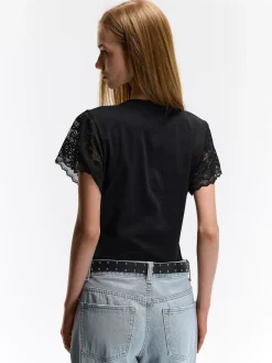 GATE T-shirt z koronkowymi rękawami| Koszulki I Topy·Topy|Koszulki I Topy·Koszulki