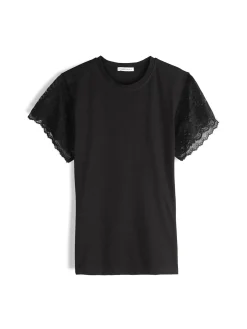 GATE T-shirt z koronkowymi rękawami| Koszulki I Topy·Topy|Koszulki I Topy·Koszulki