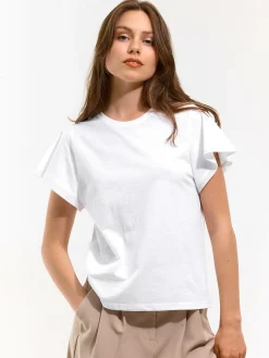 GATE T-shirt z marszczonymi rękawami| Koszulki I Topy·Koszulki