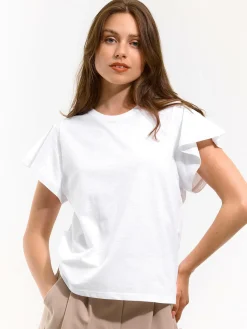 GATE T-shirt z marszczonymi rękawami| Koszulki I Topy·Koszulki