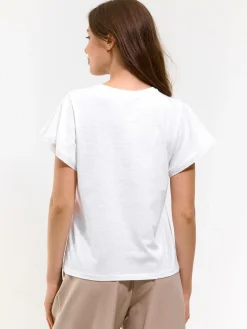 GATE T-shirt z marszczonymi rękawami| Koszulki I Topy·Koszulki