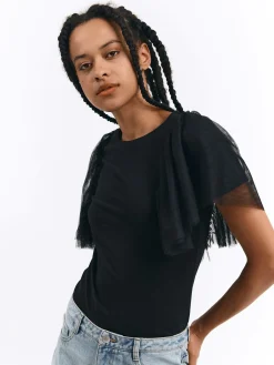 GATE T-shirt z siateczkowymi rękawami| Koszulki I Topy·Topy|Koszulki I Topy·Koszulki