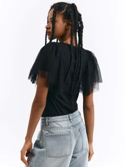 GATE T-shirt z siateczkowymi rękawami| Koszulki I Topy·Topy|Koszulki I Topy·Koszulki