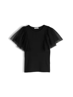 GATE T-shirt z siateczkowymi rękawami| Koszulki I Topy·Topy|Koszulki I Topy·Koszulki