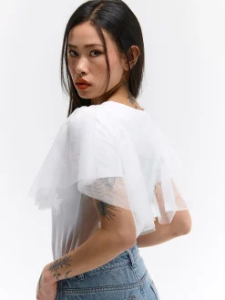 GATE T-shirt z siateczkowymi rękawami| Koszulki I Topy·Topy|Koszulki I Topy·Koszulki