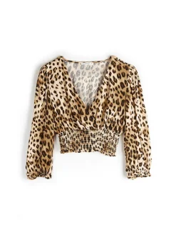 GATE Wiskozowa bluzka crop z nadrukiem| Koszulki I Topy·Topy|Koszulki I Topy·Crop Top ☀️