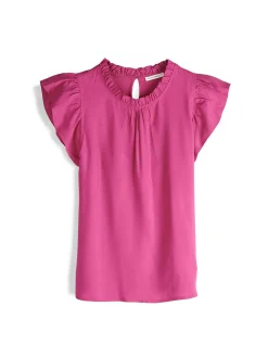 GATE Wiskozowa bluzka z marszczonymi rękawami| Koszulki I Topy·Topy|Koszulki I Topy·Bluzki