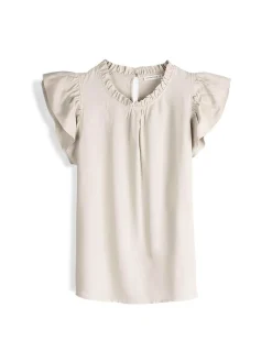 GATE Wiskozowa bluzka z marszczonymi rękawami| Koszulki I Topy·Topy|Koszulki I Topy·Bluzki