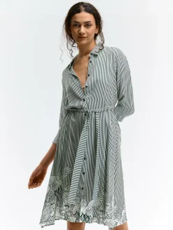 GATE Wiskozowa sukienka w paski z nadrukiem| Kategorie·Sukienki