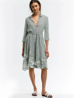 GATE Wiskozowa sukienka w paski z nadrukiem| Kategorie·Sukienki