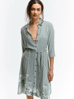 GATE Wiskozowa sukienka w paski z nadrukiem| Kategorie·Sukienki