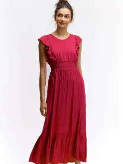 GATE Wiskozowa sukienka z marszczonymi rękawami| Kategorie·Sukienki