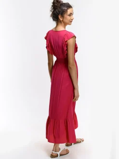 GATE Wiskozowa sukienka z marszczonymi rękawami| Kategorie·Sukienki