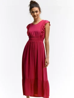 GATE Wiskozowa sukienka z marszczonymi rękawami| Kategorie·Sukienki