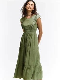 GATE Wiskozowa sukienka z marszczonymi rękawami| Kategorie·Sukienki